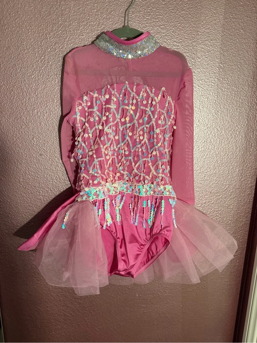 Weissman Pink Sequin Tulle Dance Costume Leotard